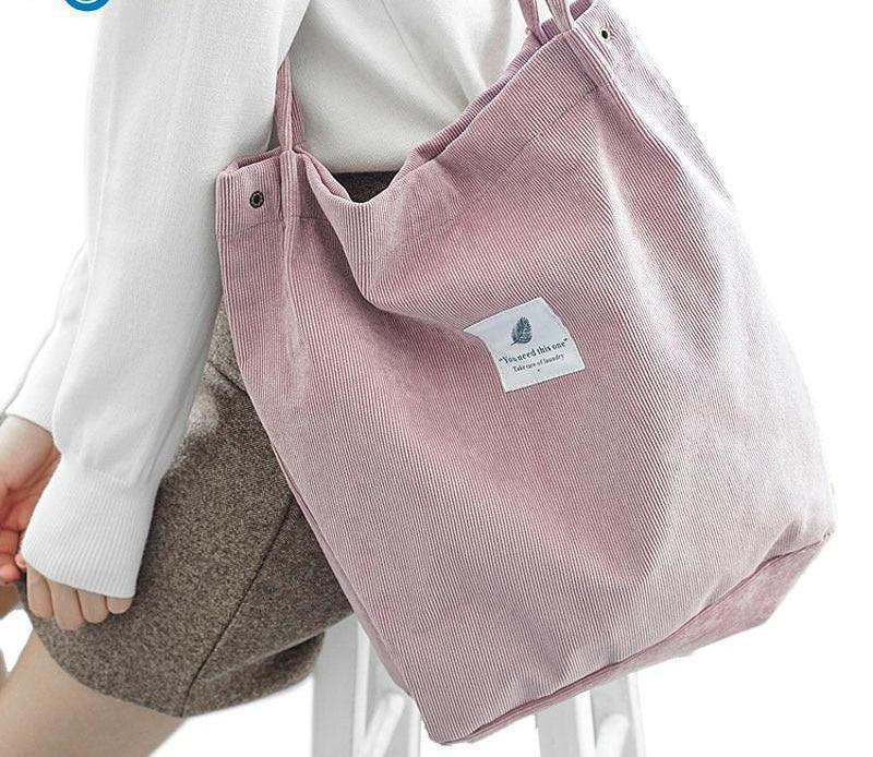 Casual Large Capacity Corduroy Shopping Shoulder Bag Women Travel Tote Handbag