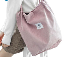 Load image into Gallery viewer, Casual Large Capacity Corduroy Shopping Shoulder Bag Women Travel Tote Handbag