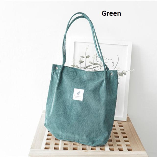 Casual Large Capacity Corduroy Shopping Shoulder Bag Women Travel Tote Handbag