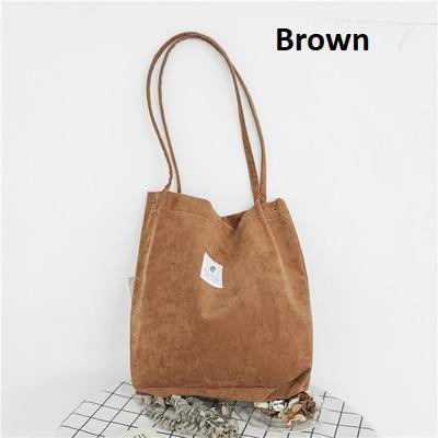 Casual Large Capacity Corduroy Shopping Shoulder Bag Women Travel Tote Handbag