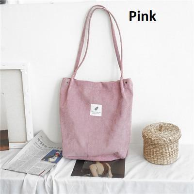 Casual Large Capacity Corduroy Shopping Shoulder Bag Women Travel Tote Handbag