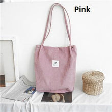 Load image into Gallery viewer, Casual Large Capacity Corduroy Shopping Shoulder Bag Women Travel Tote Handbag