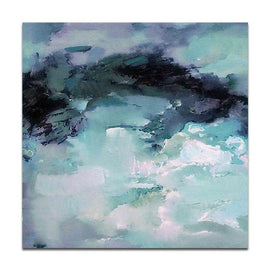 Misty mountain top big oil painting