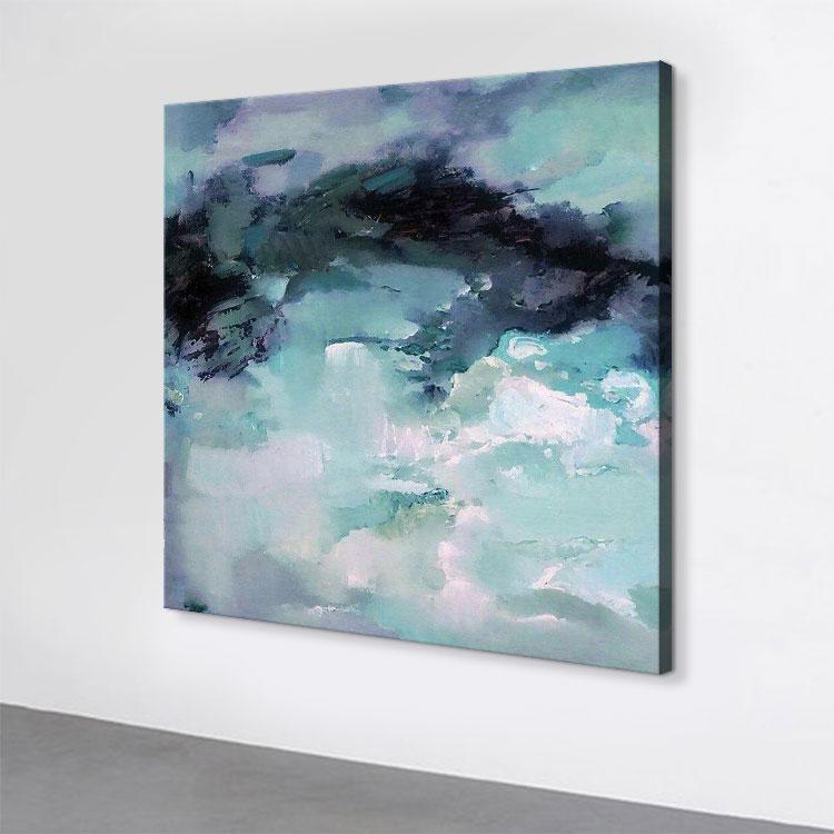 Misty mountain top big oil painting