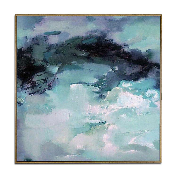 Misty mountain top big oil painting