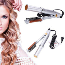 Load image into Gallery viewer, Professional 2-Way Rotating Curling Iron Hair Brush Curler Straightener
