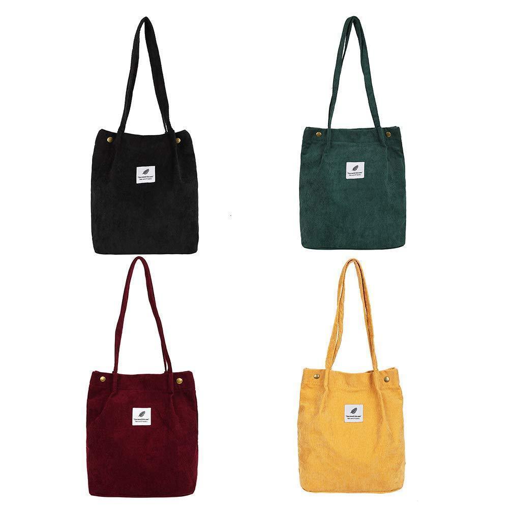 Casual Large Capacity Corduroy Shopping Shoulder Bag Women Travel Tote Handbag