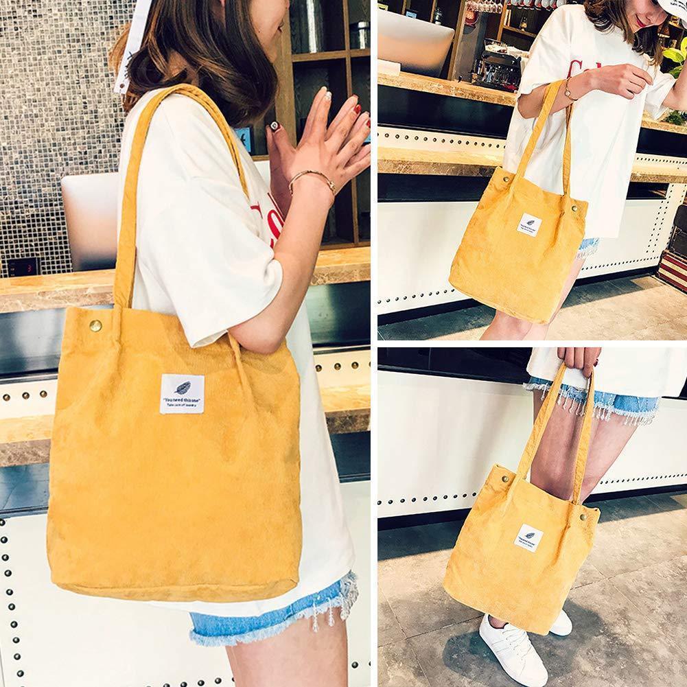 Casual Large Capacity Corduroy Shopping Shoulder Bag Women Travel Tote Handbag