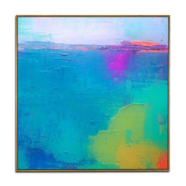Original abstract painting blue sea