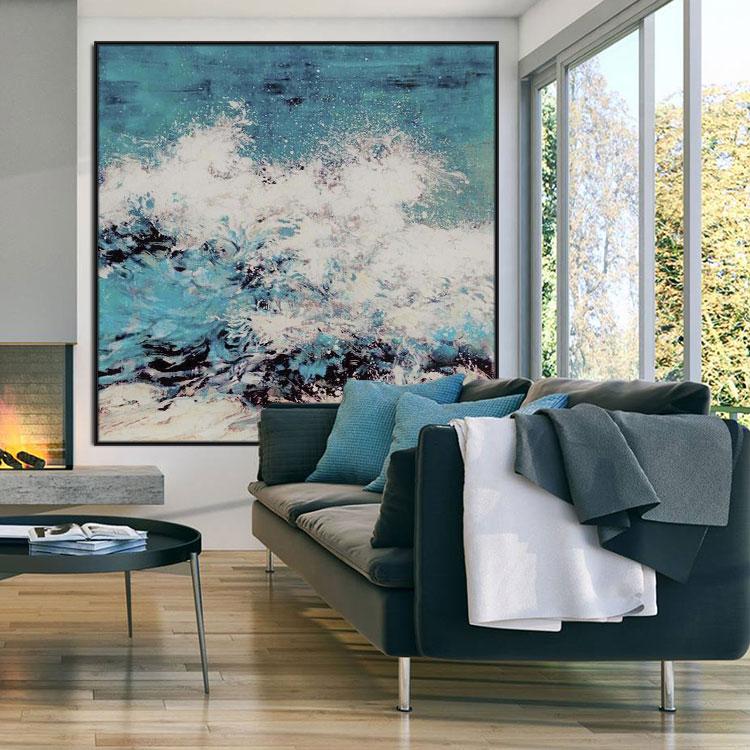 Painting art on canvas modern abstract,Angry waves