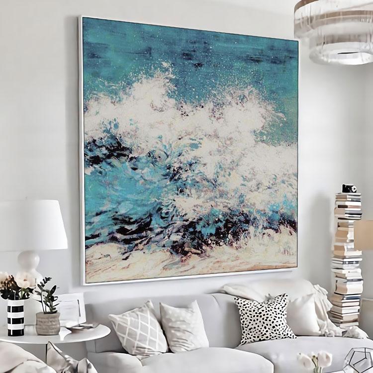 Painting art on canvas modern abstract,Angry waves