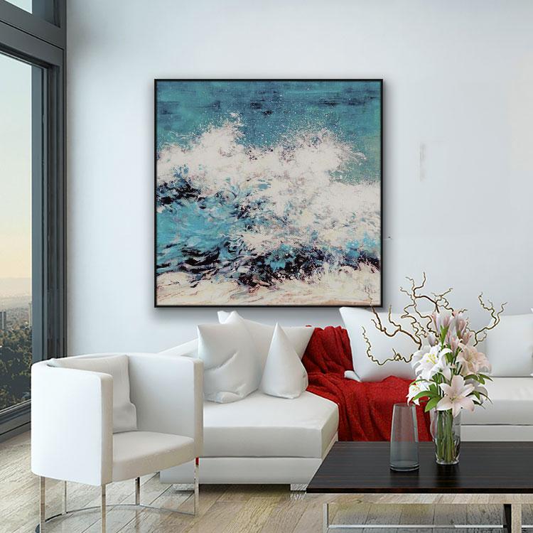 Painting art on canvas modern abstract,Angry waves