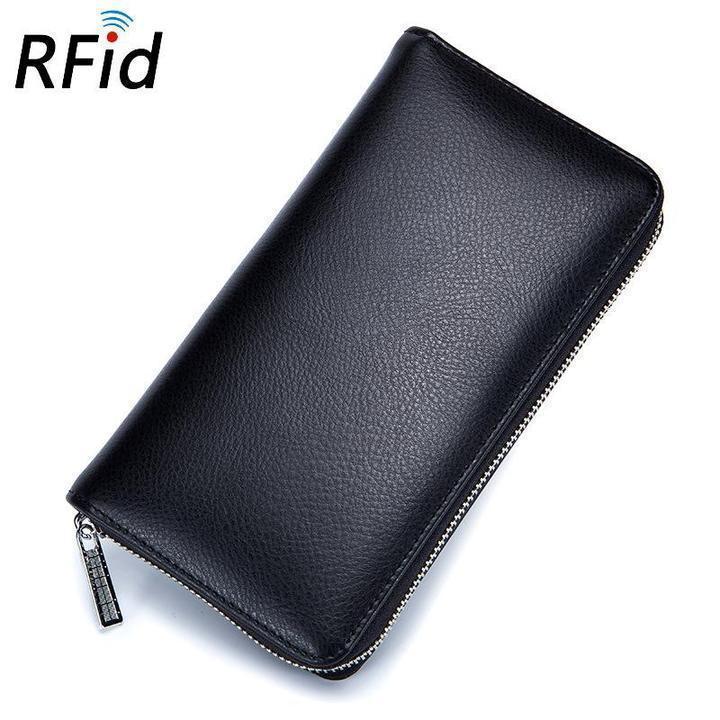 RFID Antimagnetic Genuine Leather Long Wallet
