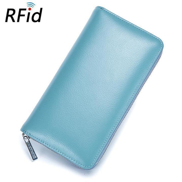 RFID Antimagnetic Genuine Leather Long Wallet