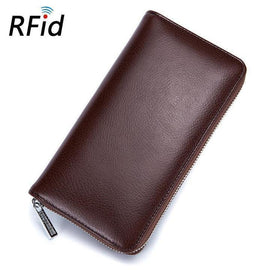 RFID Antimagnetic Genuine Leather Long Wallet
