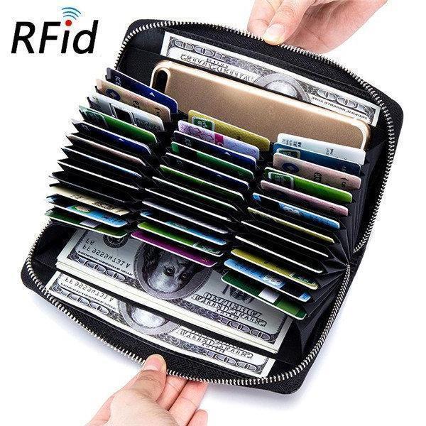 RFID Antimagnetic Genuine Leather Long Wallet