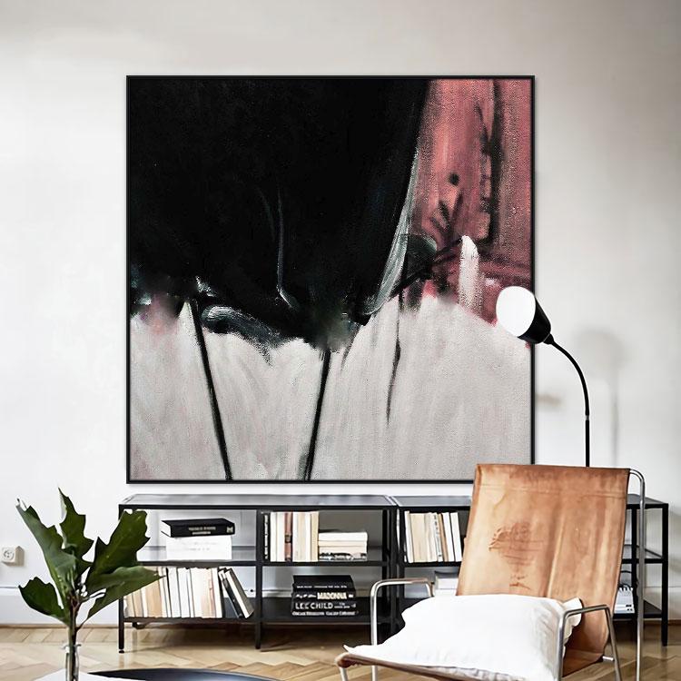 Hand painted square abstract oil painting