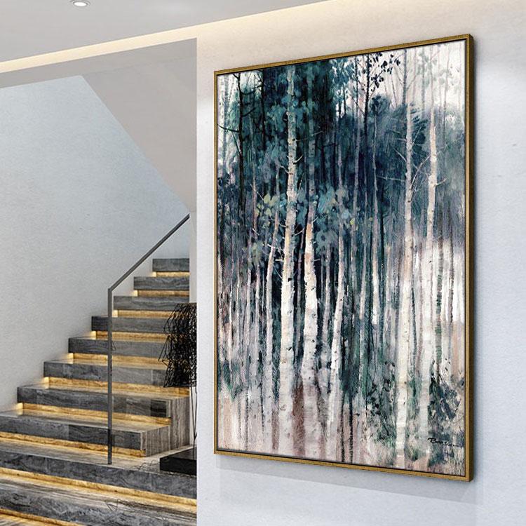 Birch forest canvas painting