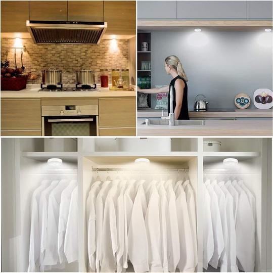 Dimmable LED Under Cabinet Lighting Wireless Remote Closet Puck Lights