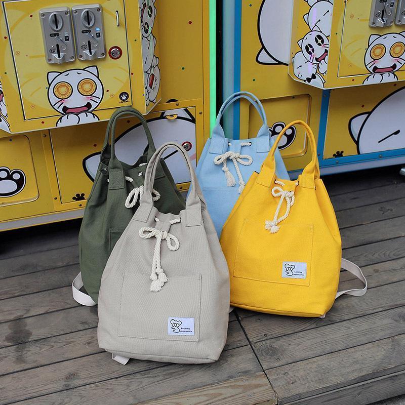 Canvas Multi-function Backpack String Large Capacity Waterproof Bucket Handbags/Shoulder bags