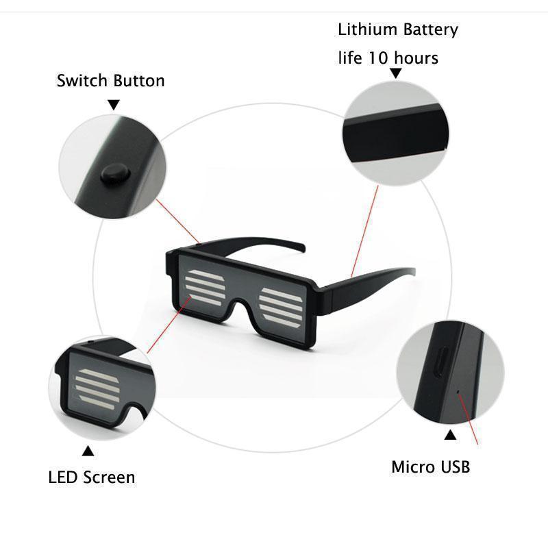 Flash Rechargeable Luminous LED  Light Glasses
