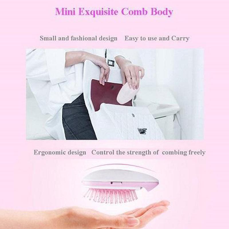 Mini Portable Electric Ionic Detangling Comb Hair Brush Massager for Women