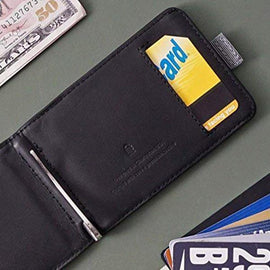 BUY 2 FREE SHIPPING--12 Cards & 30 Bills - Slim Pull-Out Wallet--50% Off Today