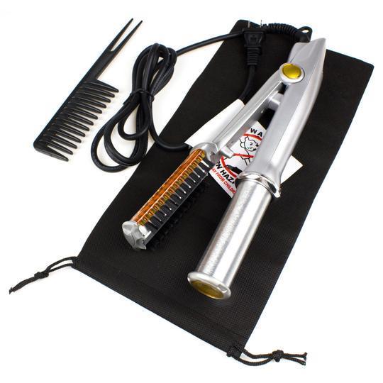 Professional 2-Way Rotating Curling Iron Hair Brush Curler Straightener