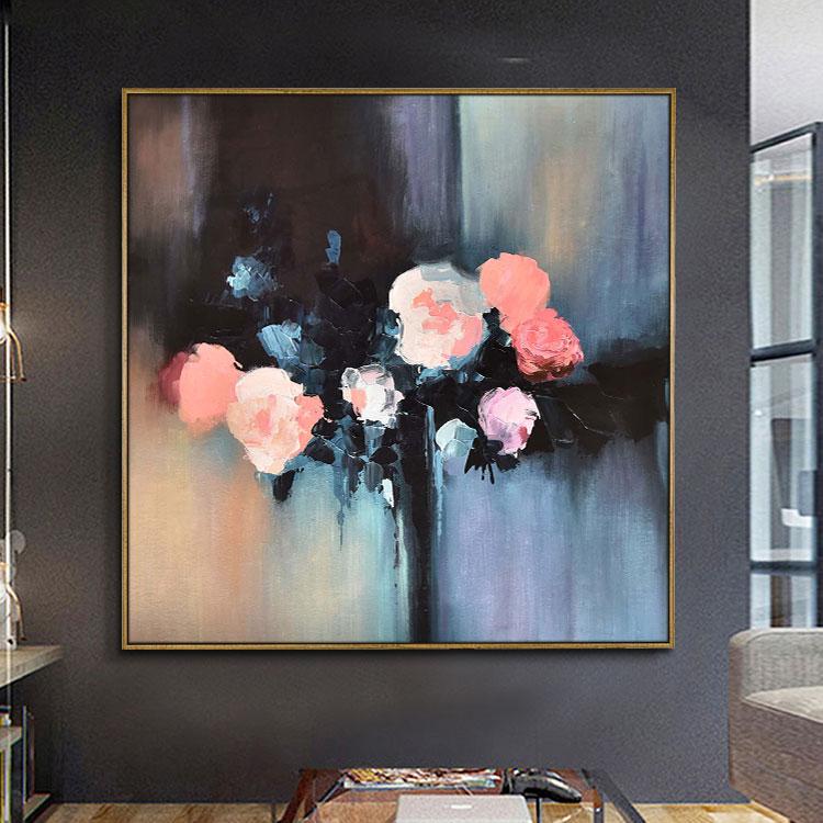 Abstract oil paintings bunch of flowers