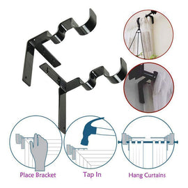 1 Pair Stainless Steel Hang Curtain Rod Brackets for 0.5-1 inch Diameter Rod