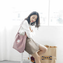 Load image into Gallery viewer, Casual Large Capacity Corduroy Shopping Shoulder Bag Women Travel Tote Handbag