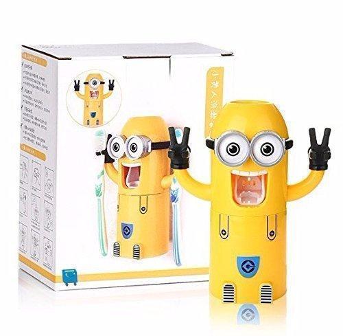Toothbrush Holder Automatic Toothpaste Dispenser Minions Design Set Double Eyes
