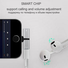 Load image into Gallery viewer, 2 in 1 Dual Potrs Audio Headphone Splitter Cable for iPhone 7/7Plus/8/X