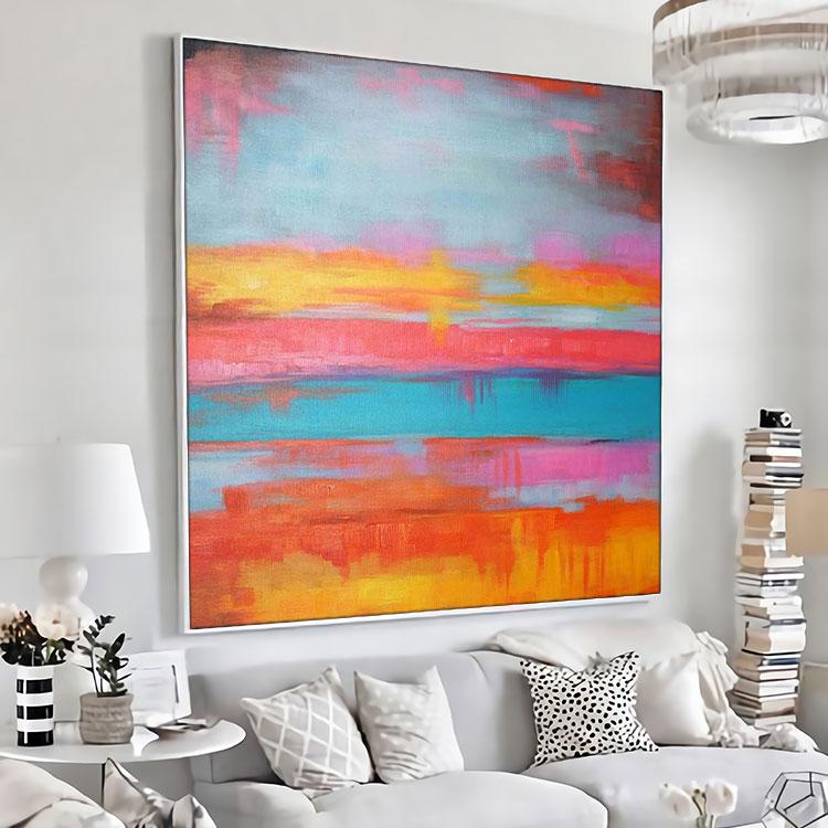 Lake living room mural, wall art