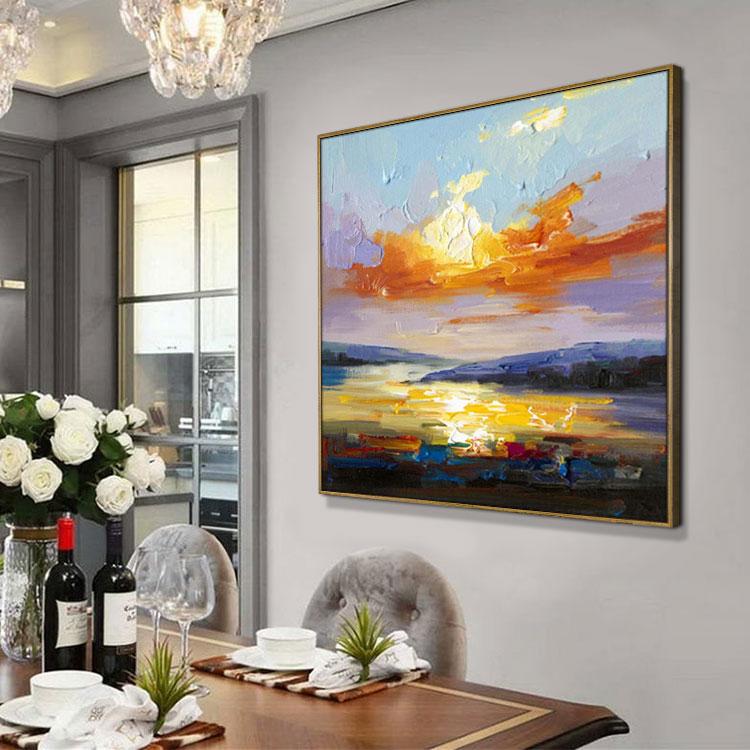Sunrise scenery oil painting