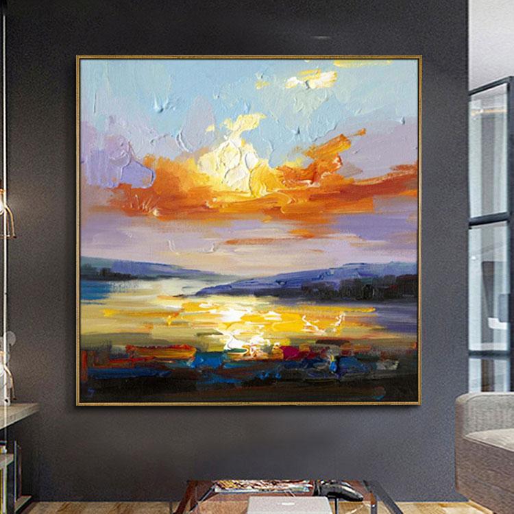 Sunrise scenery oil painting