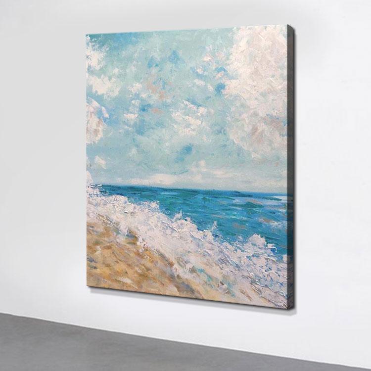 The waves dashed against the shore