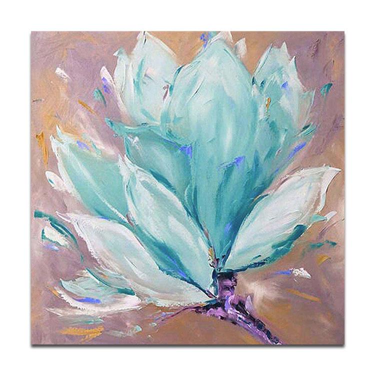 Large hand-painted paintings with blooming flowers