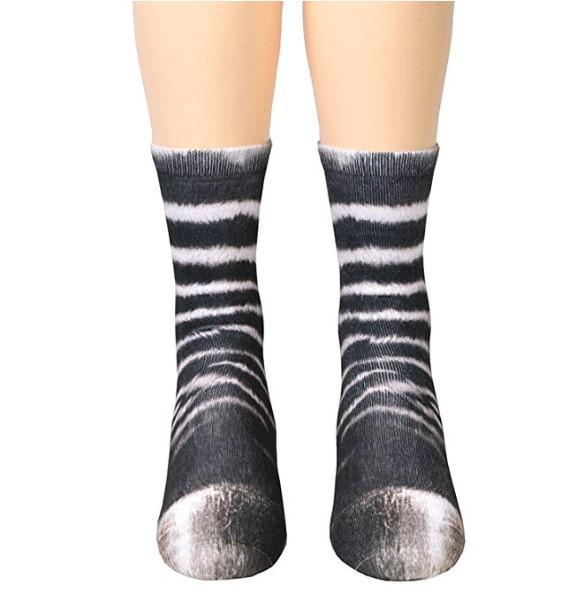 3D Printed Animal Paw Crew Socks Warm Unisex Cosplay Novelty Cotton Socks