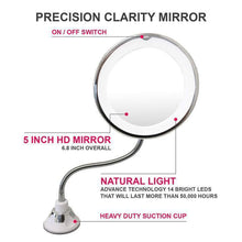 Load image into Gallery viewer, 360° Flexible Light Up 10X Magnification Makeup Mirror