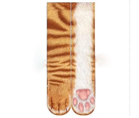 3D Printed Animal Paw Crew Socks Warm Unisex Cosplay Novelty Cotton Socks