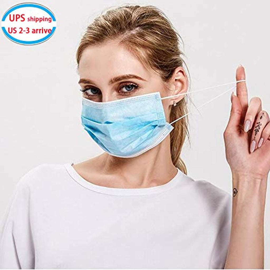 3 Ply Disposable Mask with Elastic Ear Loops - Mask 50 PCS - Soft & Comfortable Safety Mask for Dust Protection - Protective