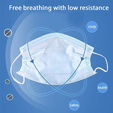 Load image into Gallery viewer, 3 Ply Disposable Mask with Elastic Ear Loops - Mask 50 PCS - Soft &amp; Comfortable Safety Mask for Dust Protection - Protective