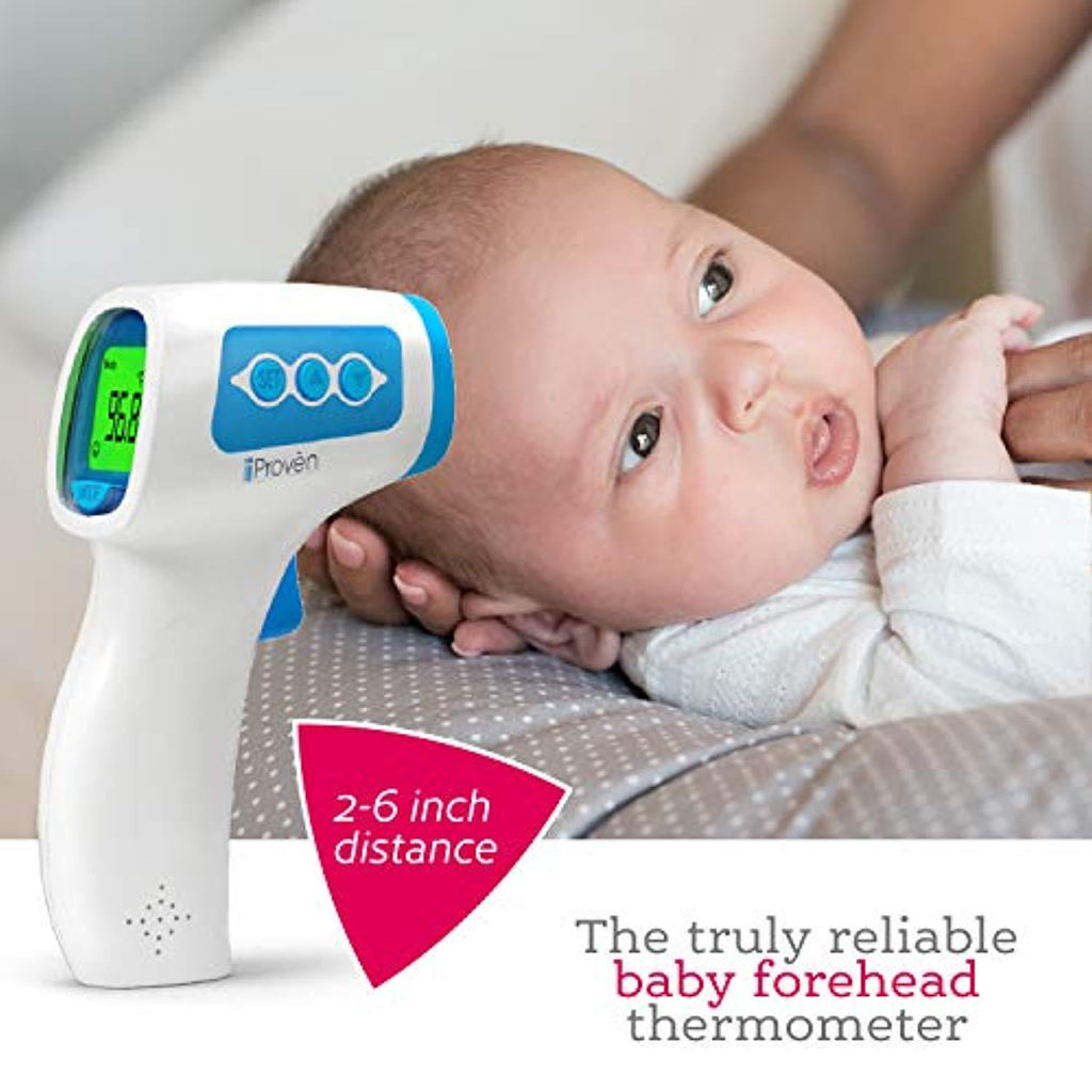 iProven Baby Thermometer Forehead - Medical Thermometer for Kids - Infant and Toddler Thermometer for Fever - No Touch Thermometer Measures at 2-6 Inch Distance - NCT-336BLU
