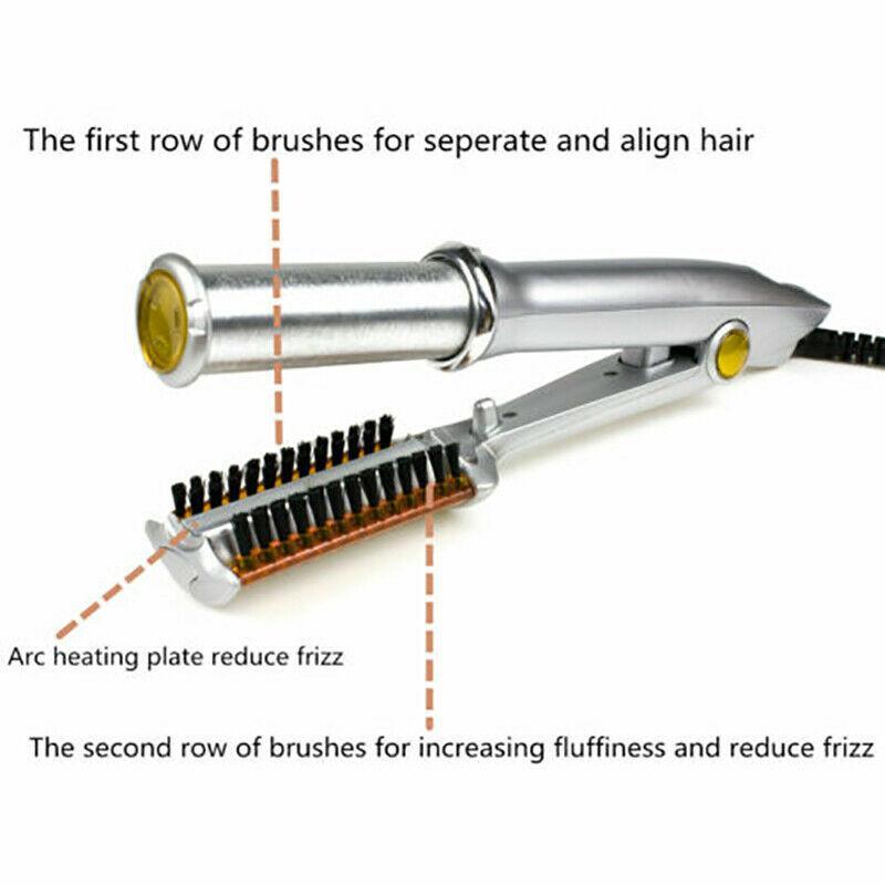 Professional 2-Way Rotating Curling Iron Hair Brush Curler Straightener