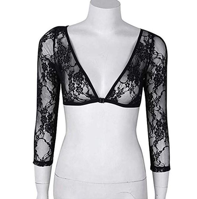Women's Lace V-Neck Perspective Cardigan Seamless Arm Shaper