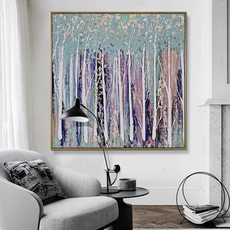 Birch forest canvas painting