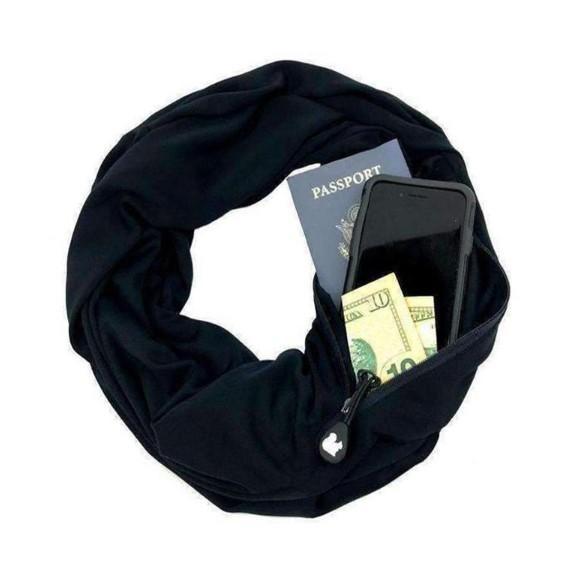Women Convertible Pocket Scarf with Zipper