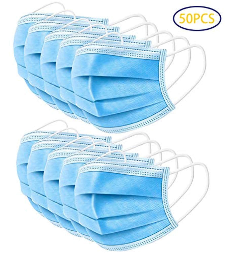 50 PCS Disposable Medical Mask Anti Dust Breathable Antiviral Earloop Face Mask, Comfortable Sanitary Surgical Mask Thick 3-Layer