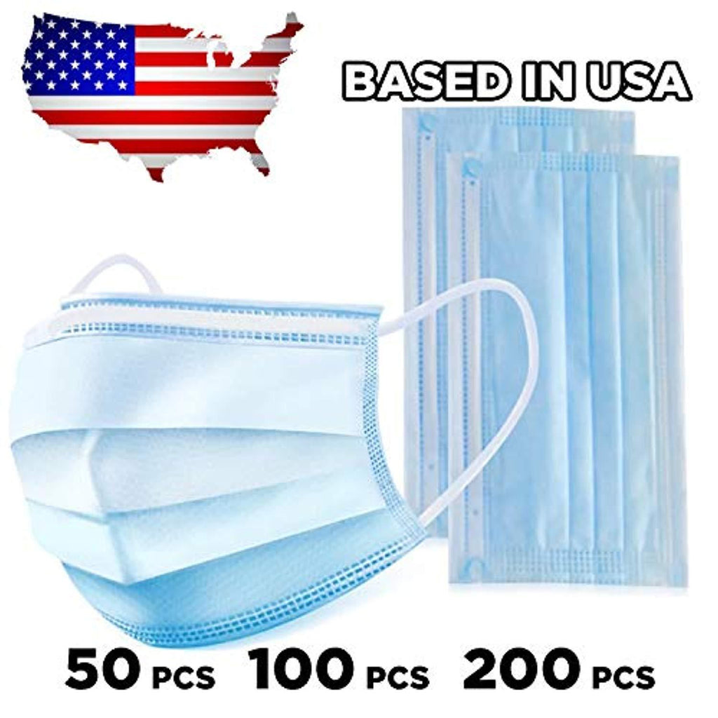 3 Ply Disposable Mask with Elastic Ear Loops - Mask 50 PCS - Soft & Comfortable Filter Safety Mask for Dust Protection - Protective